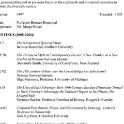 Schedules. Slavic History a...