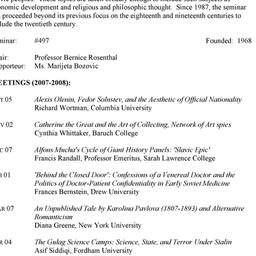 Schedules. Slavic History a...