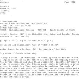 Announcements, 2007-04-16. ...