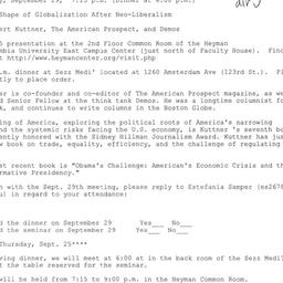 Announcements, 2008-09-29. ...