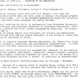 Announcements, 2007-11-05. ...