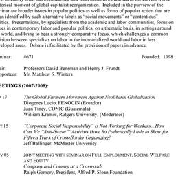 Schedules. Globalization, L...