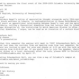 Announcements, 2009-04-30. ...