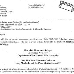 Announcements, 2007-10-04. ...