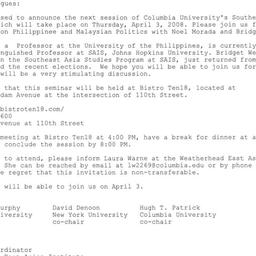 Announcements, 2008-04-03. ...