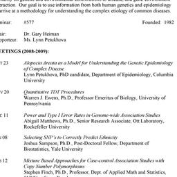 Schedules. Genetic Epidemio...