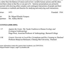 Schedules. Ecology and Cult...