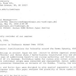Announcements, 2008-05-09. ...