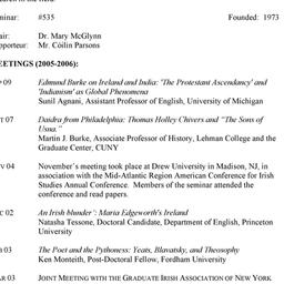 Schedules. Irish Studies, s...