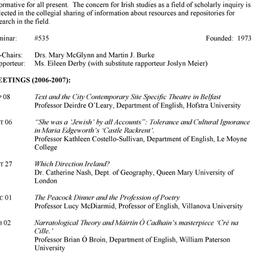 Schedules. Irish Studies, s...
