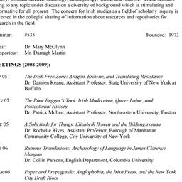 Schedules. Irish Studies, s...
