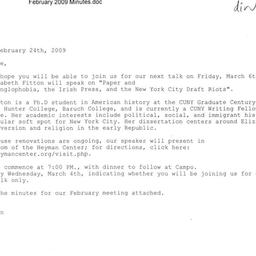 Announcements, 2009-03-06. ...