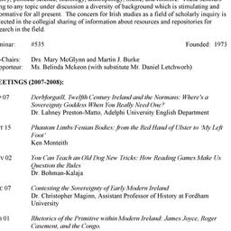 Schedules. Irish Studies, s...