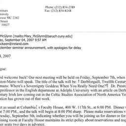 Announcements, 2007-09-07. ...