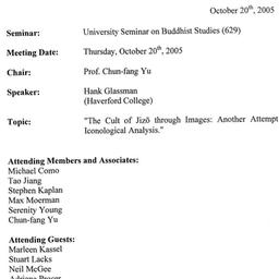 Minutes, 2005-10-20. Buddhi...