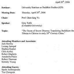 Minutes, 2006-04-20. Buddhi...