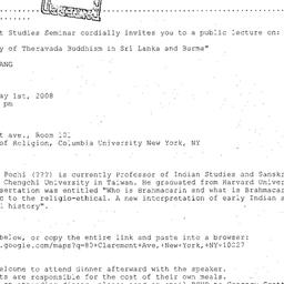 Announcements, 2008-05-01. ...