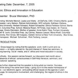 Minutes, 2005-12-07. Innova...