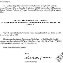 Announcements, 2005-09-08. ...