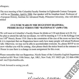 Announcements, 2006-04-06. ...