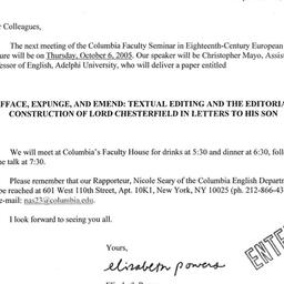 Announcements, 2005-10-06. ...