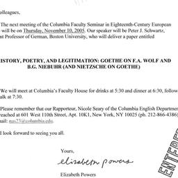 Announcements, 2005-11-10. ...