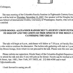 Announcements, 2007-11-15. ...