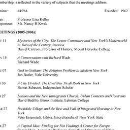 Schedules. The City, semina...