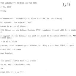 Announcements, 2008-10-21. ...