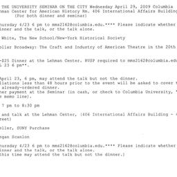 Announcements, 2009-04-29. ...