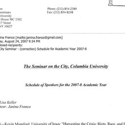 Schedules. The City, semina...