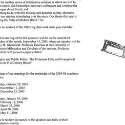 Announcements, 2005-09-15. ...