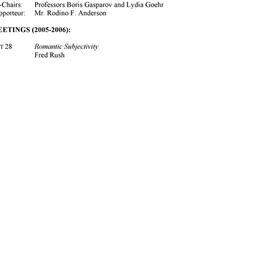 Schedules. Romanticism and ...