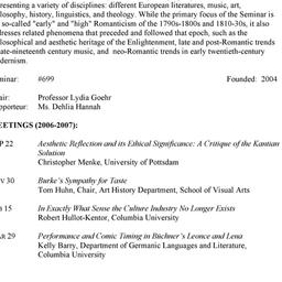 Schedules. Romanticism and ...