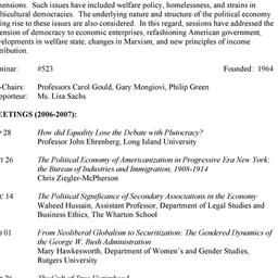 Schedules. Political Econom...