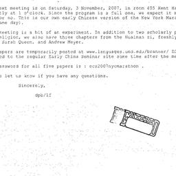 Announcements, 2007-11-03. ...