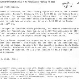 Announcements, 2009-02-10. ...