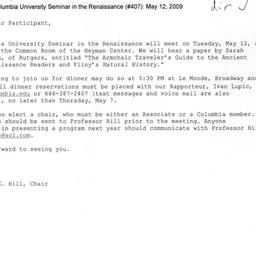 Announcements, 2009-05-12. ...