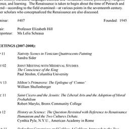 Schedules. The Renaissance,...