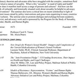Schedules. Sexuality, Gende...
