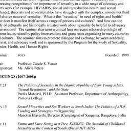 Schedules. Sexuality, Gende...