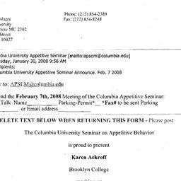 Announcements, 2008-02-07. ...