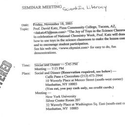Announcements, 2005-11-18. ...