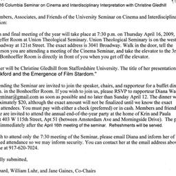 Announcements, 2009-04-16. ...