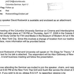 Announcements, 2008-04-17. ...