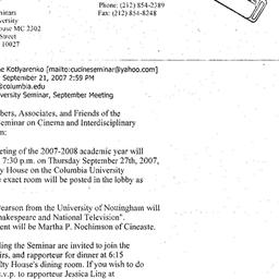 Announcements, 2007-09-27. ...