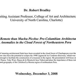 Announcements, 2008-12-03. ...