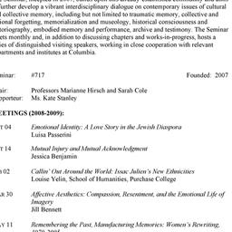 Schedules. Cultural Memory,...
