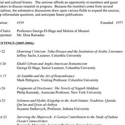 Schedules. Arabic Studies, ...