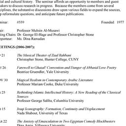 Schedules. Arabic Studies, ...
